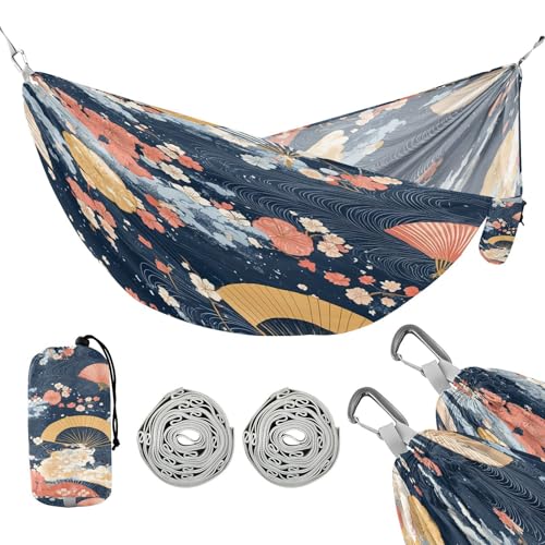 ATTX Japanese Waves Camping Hammock - Lightweight & Portable Hammocks, Heavy Duty 330lbs Capacity for Indoor, Hiking, Backpacking, Travel, Backyard, Beach#575