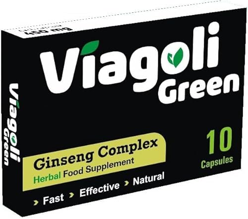 Viagoli Green Ginseng Capsules 10 Count | 100% Natural Herbal Complex with 20% Ginsenosides | Daily Energy, Vitality & Wellness Support | Extra Strength Supplement for Men