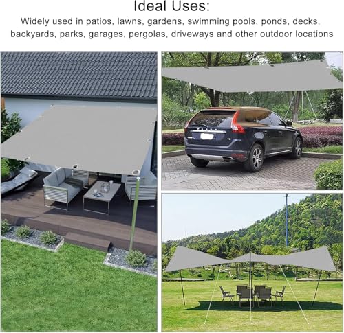 Voile ombrage rectangulaire 7x7m gris clair avec oeillets pour terrasse