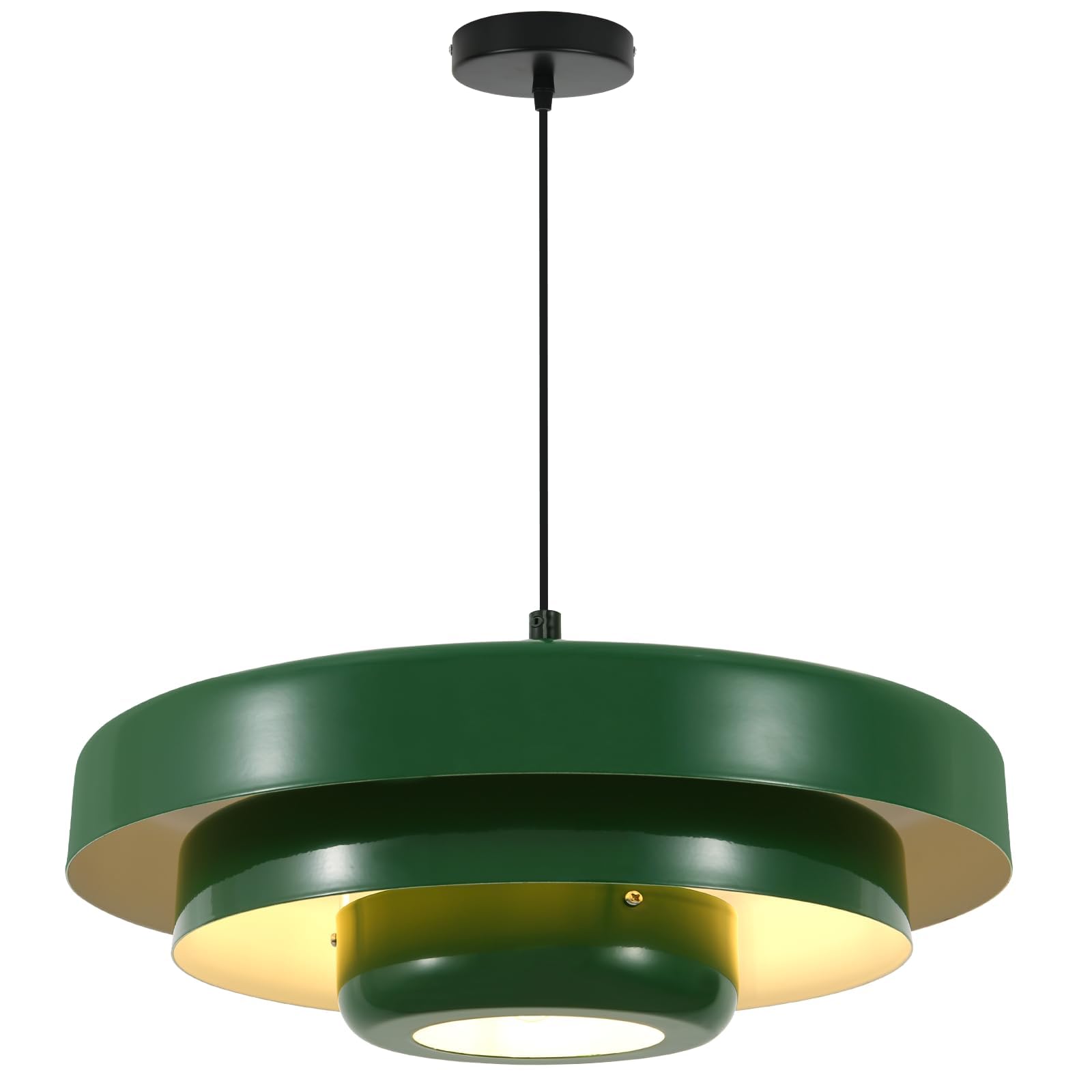 Mid-Century Green Pendant Light Fixture, Adjustable Hanging Light