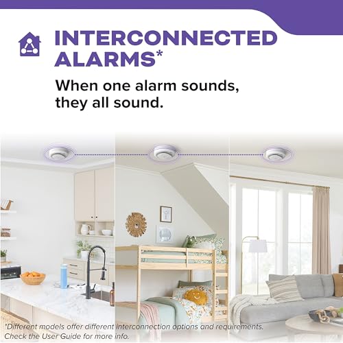 Image of Kidde Smoke and Carbon Monoxide Detector, Hardwired with 10-Year Battery Backup, Voice Alerts, LED Status Lights, Interconnected, 85 dB Alarm, 5 inches, 30CUA10-V, 3 Pack