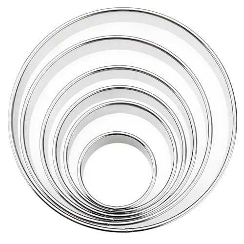 6-Piece Round Cookie Cutter Set - Professional Stainless Steel Circle Cookie Cutter (2 to 6 Inch) Perfect for Baking Pastries,Cookies, Donuts