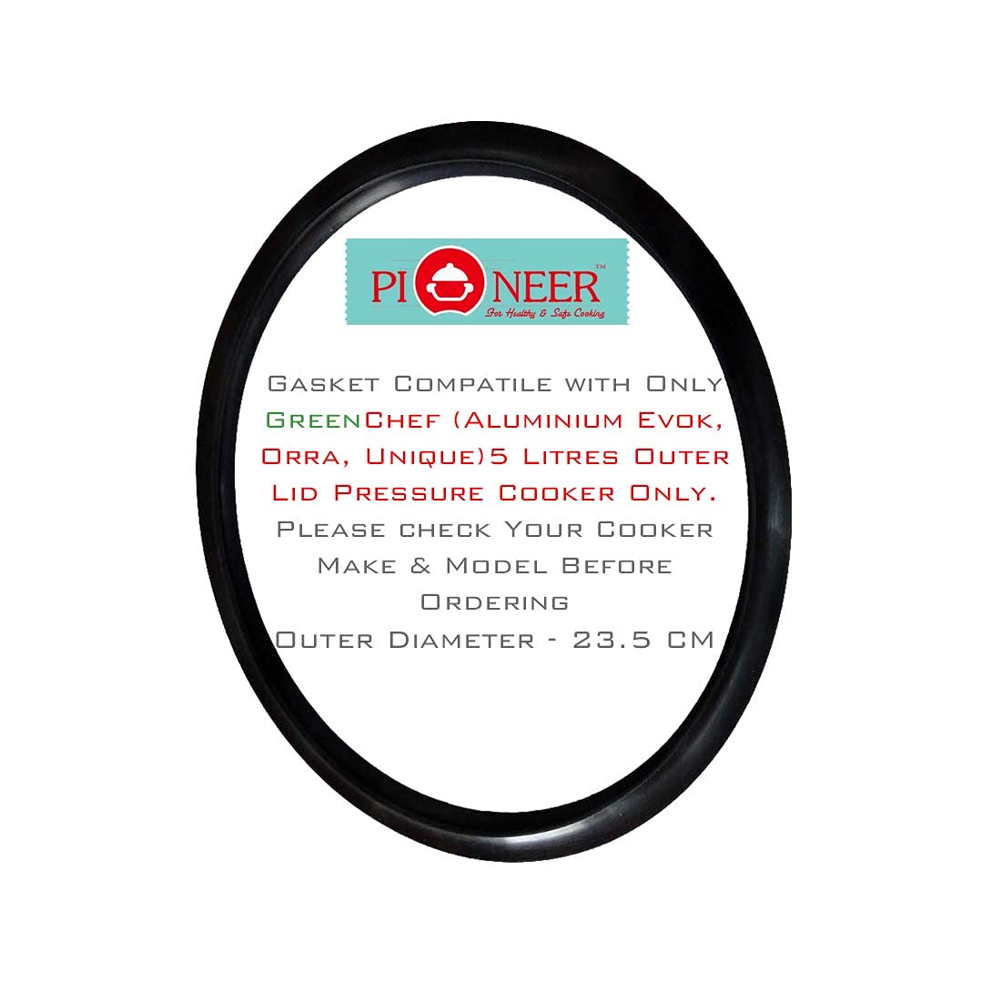 Pioneer Nitrile Rubber Gasket Compatible with Green-Chef Aluminium 5 Litres Outer Lid Pressure Cooker [Pack of 1]-image-17