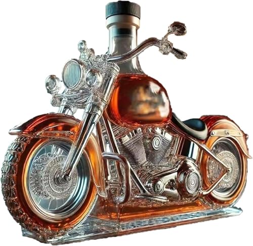 Décanteur à whisky en forme de moto - 300ml 3D pour le vin de vodka bourbon Carafe à whisky originale avec fonction aérateur, décoration rétro pour...
