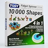 TOSY Magnet Fidget Spinner Glow – 16 Bausteine, 3-in-1: verwandelbarer Fidget-Spinner, Infinity-/Puzzlewürfel, Leuchtend, Kinder/Erwachsene, STEM-Sensorik Anti-Stress Spielzeug