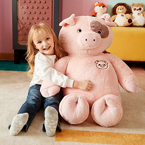 Ikasa Giant Pig Stuffed Animal Jumbo Pig Plush Toy - Soft Toy Large Cute Huge Jumbo Kawaii Fluffy Plushy Big Size Pig Fat Oversized Plushie - Gifts For Kids Girls Boys (Pink, 30 Inches) #TOP2
