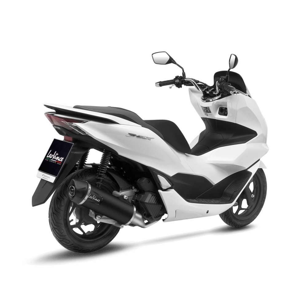 LeoVince Auspuffanlage Komplettanlage SBK NERO Edelstahl schwarz Carbon Kappe mit Katalysator für Honda PCX 125