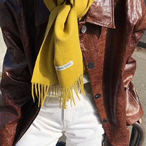Linişte 100% Pure Wool Scarf - Men And Women Warm Soft Luxurious Solid Colors Gift Box Mustard #TOP2