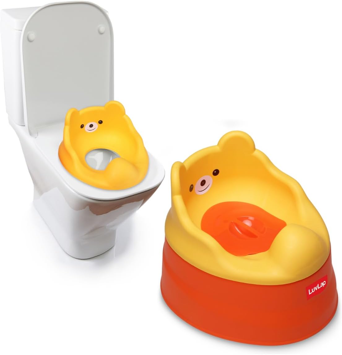 LuvLap Adaptable 2 in 1 Potty Training Seat for 1 + Year Child, Potty Trainer with DetachablePotty Bowl, Suitable for Potty Training of Boys & Girls (Orange & Yellow)