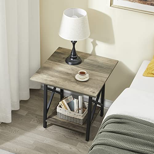 Greenforest End Table Large 24 Inch Farmhouse Industrial Design Side Table Nightstand With Storage Shelf For Living Room, Easy Assembly, Gray Wash #TOP3