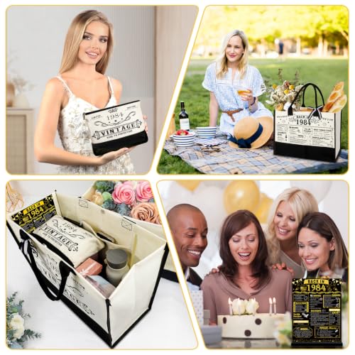 Image of 42nd Birthday Gift for Women-Vintage 1984 Canvas Tote Bag,Makeup Bag,Poster