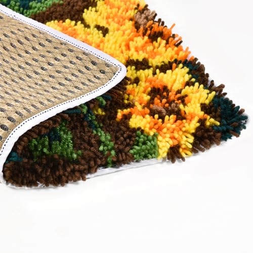 Image of Gift2u Sunflower Latch Hook Rug Kit for Adults, DIY Handmade Tapestry Kit Crochet Yarn Kit, 20x16 Inch