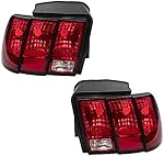 Brock Replacement Driver and Passenger Taillights Tail Lamps Compatible with 1999-2004 Mustang Base GT Mach I Bullitt 3R3Z 13405 AA 3R3Z 13404 AA