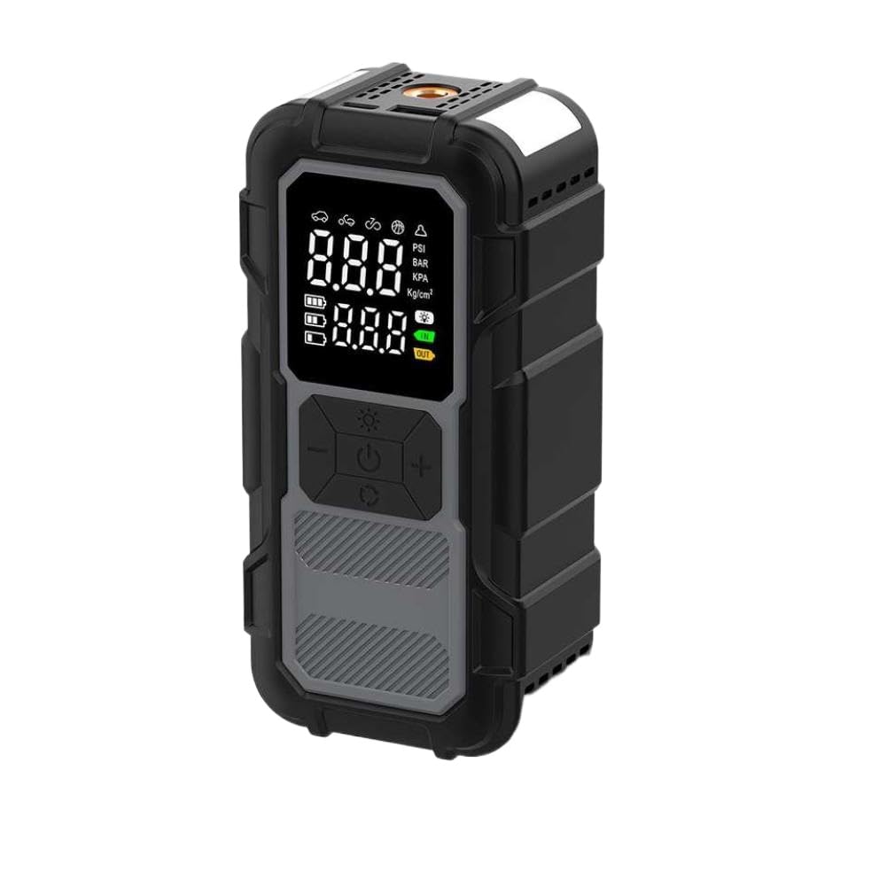 Arrancador de batería portátil para automóvil de 12 V 4000 A con Banco de energía y compresor de Aire para inflar neumáticos, Compatible con Motores de Gasolina de hasta 9,0 L y diésel de hasta 7,5 L