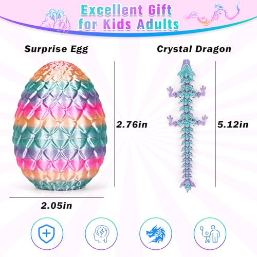 HIMS 6er Set 3D Gedrucktes Drachenei Geheimnisvolle Drachen Spielzeug, Überraschungs Drachenei mit Drache im Inneren, 3D Gedruckter Drache Easter Dracheneier