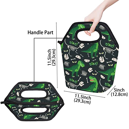 Lancheira térmica para mulheres, bolsa térmica T Rex e Dino Bones Roar, lancheira organizadora para