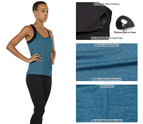 Image of icyzone Women Workout Yoga Spaghetti Strap Racerback Tank Top with Built in Bra