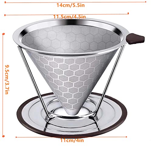 Goutteur à café réutilisable en acier inoxydable avec support en maille durable - 3