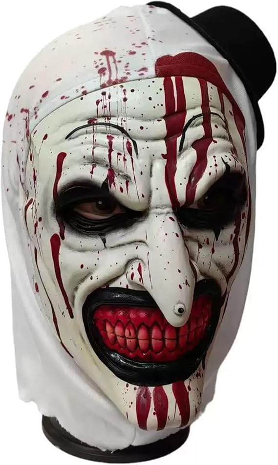 Masque Terrifier Art le clown, art le clown terrifier, masque de terreur effrayant le tueur, masque joker clown Halloween Cosplay Tête complète Accessoires de costume
