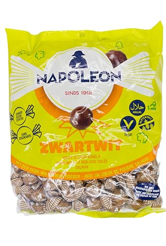 Napoleon Swart/Wit 1kg - Bolas saladas de Salmiak con relleno en polvo miniatura 1