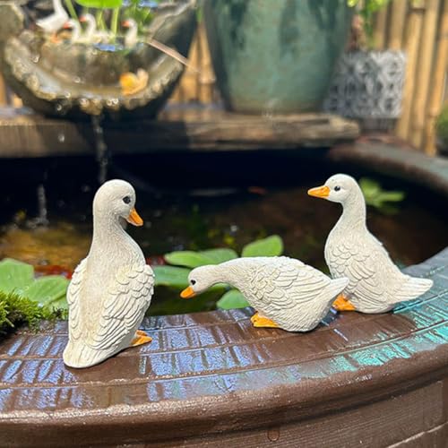 KARLOR 3 Stück Enten Figuren Set, Gartendeko Entenküken Statuen...