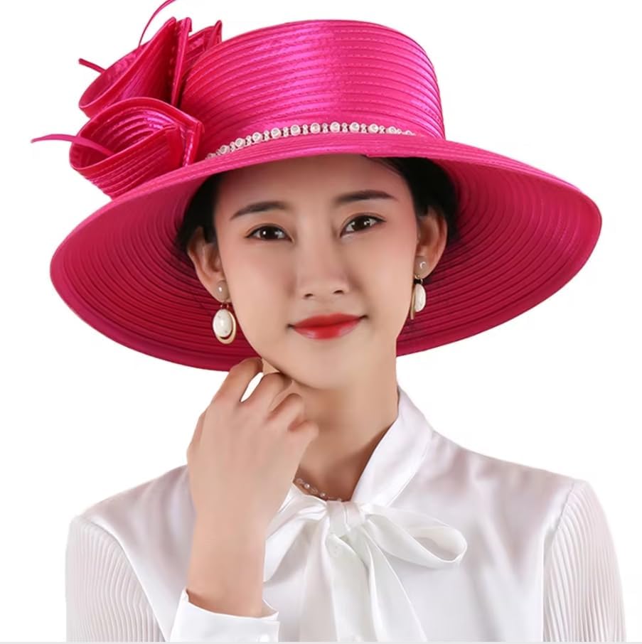 Fedora Hat Wide Brim Sun Hats Fascinators for Women Elegant Church Wedding Party Dress Derby Boater Hat