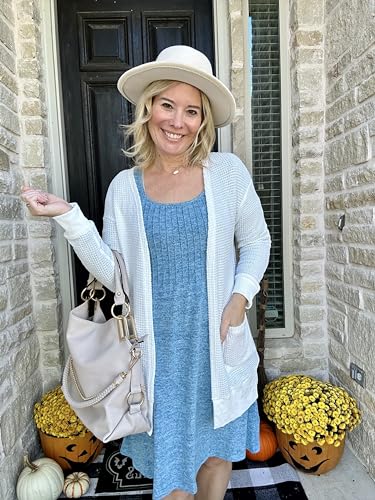 Image of STYLEWORD Women's Fashion Cardigan Sweater Lightweight Open Front Long Casual Beach Kimonos Outfits with Pockets