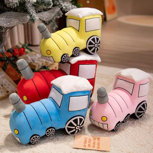 Image of ELAINREN Simulation Red Train Stuffed Pillow Cuddly Plush Locomotive Pillow Soft Plushie Choo-Choo Excellent Gifts /13.7Inch