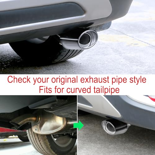 Image of Dsycar Universal 1.75-2.75 inch Curved Exhaust Tips - Silver