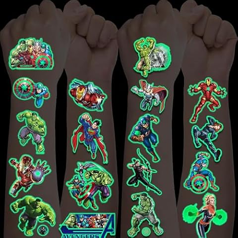 12 Sheets Luminous Temporary Tattoos for Kids, Anime Temporary Tattoo Stickers, Fake Tattoos DIY Sticker Arts, Birthday Party Supplies Decorations Cover