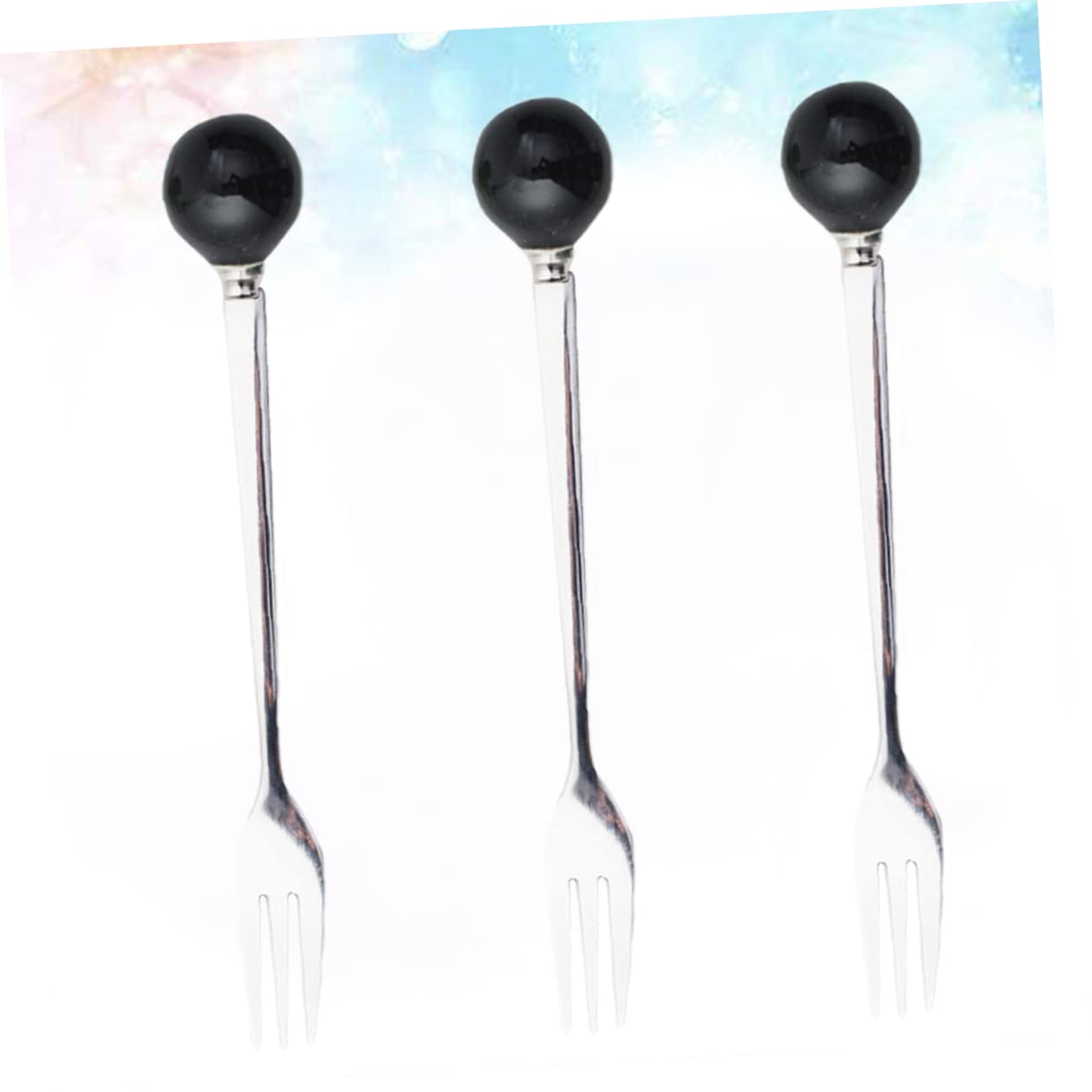 Amosfun 18 Piezas Vajilla para el hogar tenedores para servir tenedores de postre cuchillería cucharas soperas cucharillas postre tenedor de e tenedor de helado Black