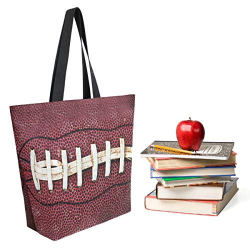 Chic Extra Large Shoulder Grocery Tote Bag, 3D Close Up Of American Football Print Canvas Reusable Handle Bags for Men Women Gym Weekender Picnic Beach Travel Home Storage Market Shopping4