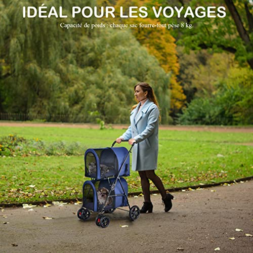 Poussette/Chariot Pour Chien Grand Modèle - Capacité 73 Kg, 4 Roues, Transport Confortable Pour Animal