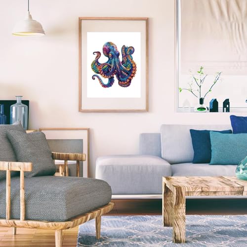 Rompecabezas de madera para adultos, 500 piezas, forma de pulpo, certificado FSC, decoración para pared, regalo creativo en madera para juegos familiares, 16,9 x 16,9 pulgadas miniatura 6