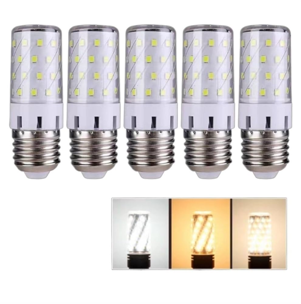 XYAL Lampadine, Confezione da 20, Lampada a mais LED AC220V 12W/16W E27/E14 Lampadina a vite Led Tricolore Luce calda for uso domestico Luce variabile(Warm White-12W,E27)