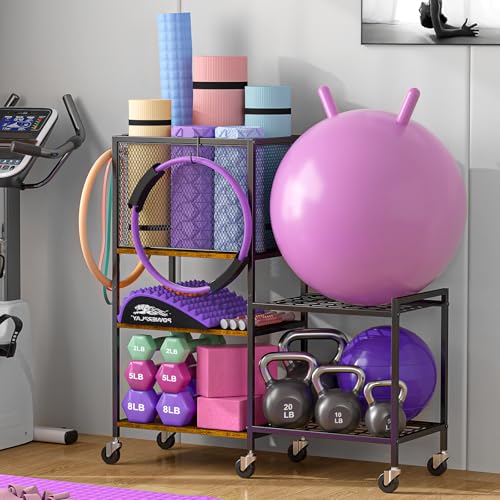 5 Tier Dumbbell Rack, Yoga Mat Storage Holder, Home Gym Storage Rack, Workout Equipment Storage...