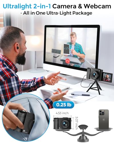 Image of 4K Digital Camera for Photography, 50MP Autofocus Point and Shoot Digital Cameras for YouTube, 16X Zoom with 2.8 inch 180Flip Screen, Vlogging Camera for Teens & Beginners- 64GB