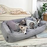 4L Textil Hundebett große Hunde Grau Hundebett abwaschbar Hundekorb große Hunde Hundekissen XL Hundekörbchen flauschig Hundesofa (120x100 cm, Dunkelgrau)