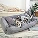 4L Textil Hundebett große Hunde Grau Hundebett abwaschbar Hundekorb große Hunde Hundekissen XL Hundekörbchen flauschig Hundesofa (120x100 cm, Dunkelgrau)