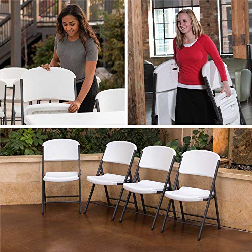 Lifetime Commercial Grade Folding Chair, 4 Pack,High-Density Polyethylene, White Granite #TOP6