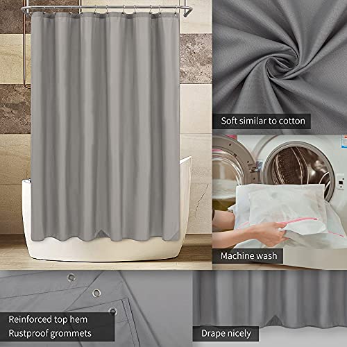 Image of ALYVIA SPRING Waterproof Fabric Shower Curtain Liner - Soft & Light-Weight Cloth Shower Liner with Magnets, Hotel Quality & Machine Washable - Standard Size 72x72, Gray (Pack of 2)