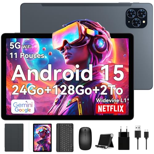 Tablette Android 15-11 Pouces Tablette avec Stylet, 24 Go+ 128 Go
