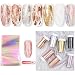 NICOLE DIARY Holographic Nail Foil Transfer Sticker Rose Gold Nail Decals Glass Pieces Paper Nail Art Tips Warps Shining DIY Stickers Nail Decorations (7 Rolls)