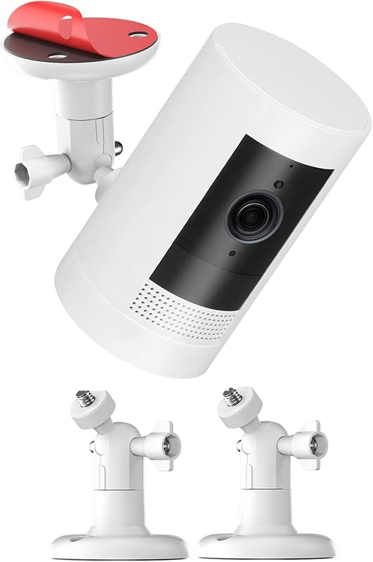 2 Pack Ring Camera Mount – No-Drill Indoor/Outdoor Wall Mount Compatible with Ring Stick Up Cam Plus/Pro, Ring Indoor Cam, Ring Outdoor Cam Plus – 360° Adjustable, Strong VHB Adhesive & Screw Option