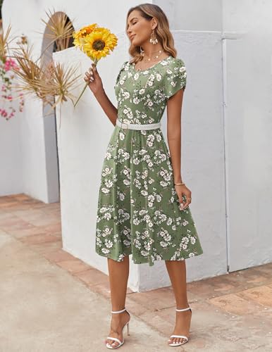 Image of ZEAGOO Womens Casual Dresses for Summer Short Sleeve Flare Midi Dress Loose Flowy Beach Sundress