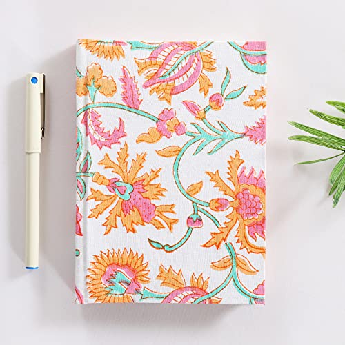 Image of Ravaiyaa - Attitude is everything Hand Block Printed Fabric Journal Handbound Notebook Gifts for Writers Recycled Paper Notebook Diary