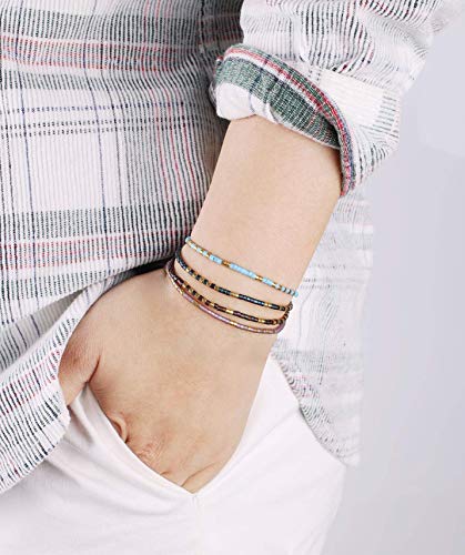Image of C.QUAN CHI Handmade Friendship Beaded Bracelet Adjustable Colorful Miyuki Beads Bracelet