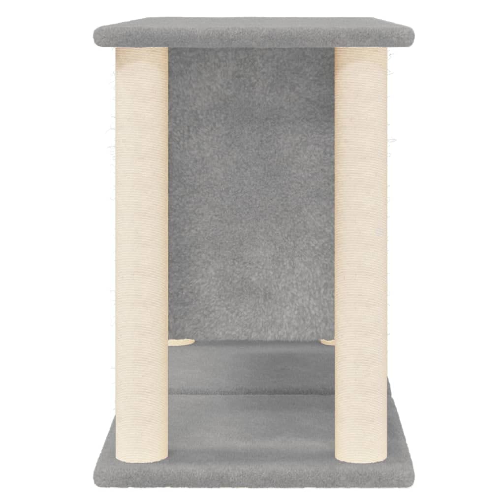 Rascador para gatos con columnas rascadoras de sisal y felpa, gris claro, 74 x 35 x 50 cm, torre de escalada, muebles para gatos, compacto y estable, para el cuidado de las garras y jugar en