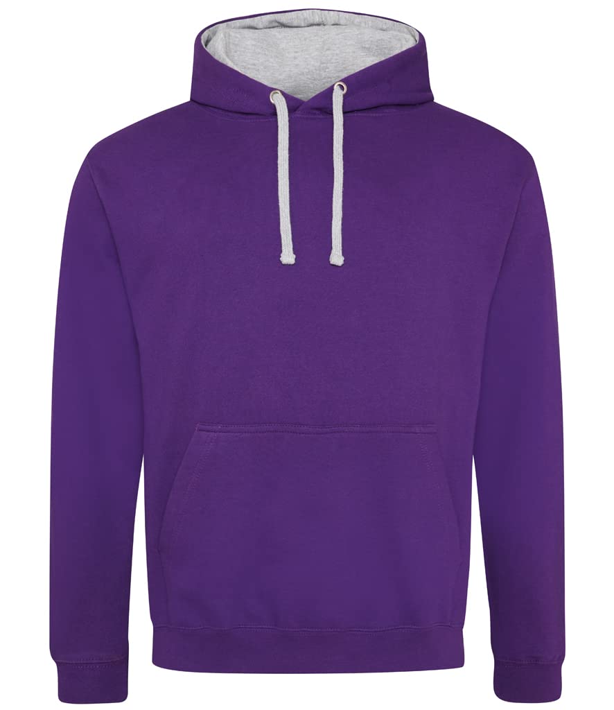 AWDis Men's Varsity Hoodie, Multicoloured (Purple Heather Grey), Medium