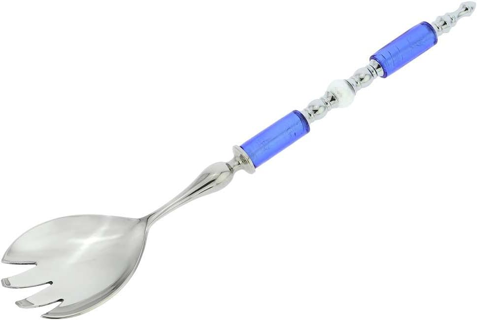 Glass Of Venice Italian Murano Glass Salad Fork - Silver Blue